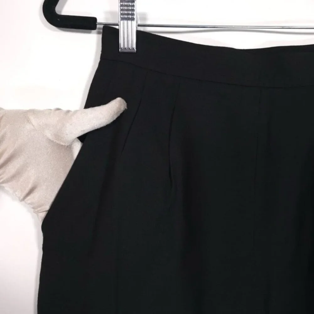 YVES SAINT LAURENT 100% WOOL Skirt Black Size 38 FRANCE MADE Vintage Rive Gauche - Picture 9 of 13